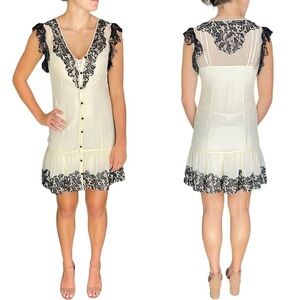 ALICE BY TEMPERLEY FLORAL LACE COQUETTE CABARET BUTTON DOWN SLIP DRESS